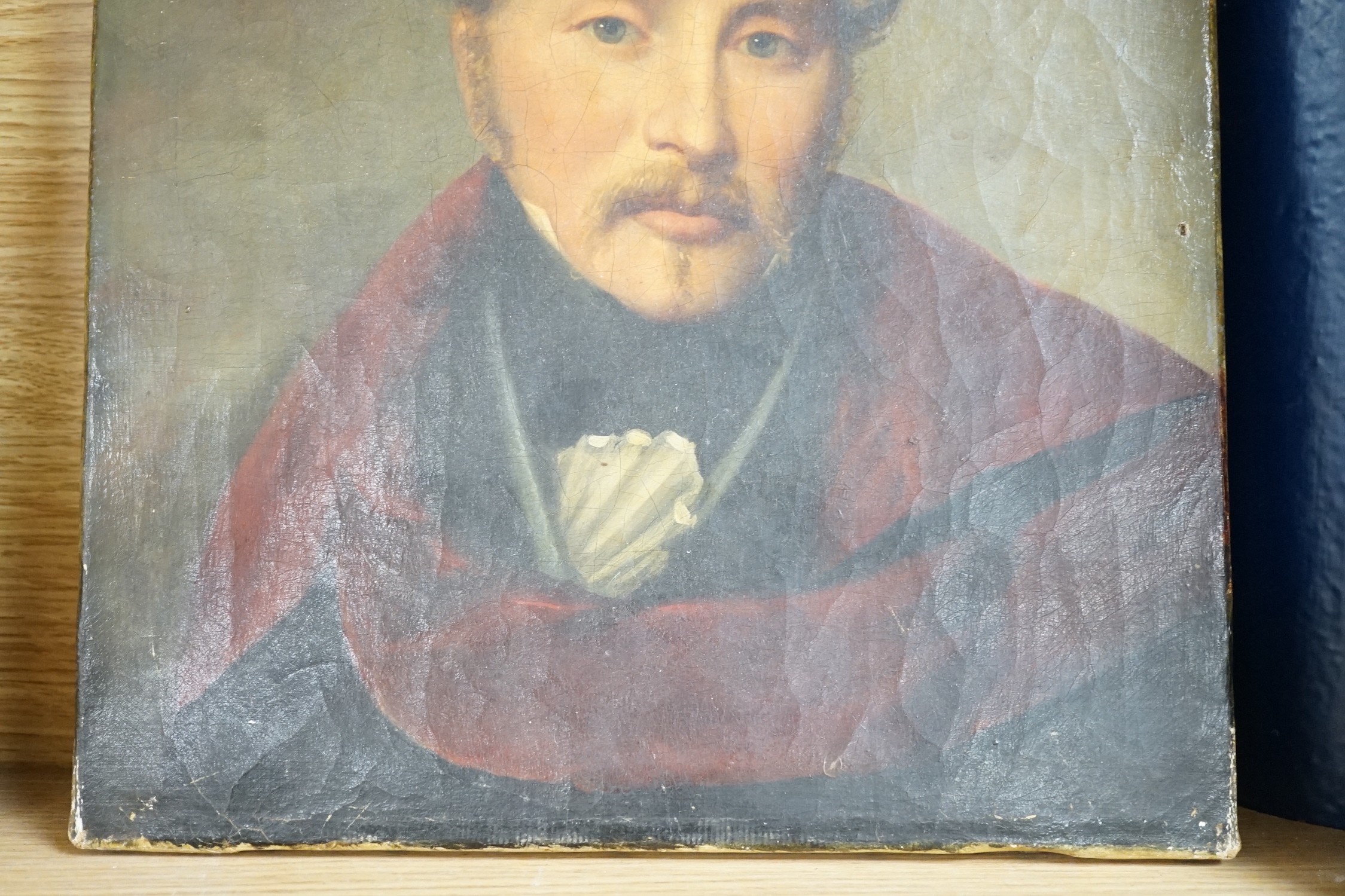 19th century French School, oil on canvas, Portrait of a gentleman, 33 x 30cm, unframed